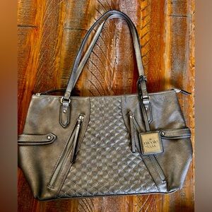 nicole by Nicole Miller Metallic Silver/Copper Quilted Shoulder Bag